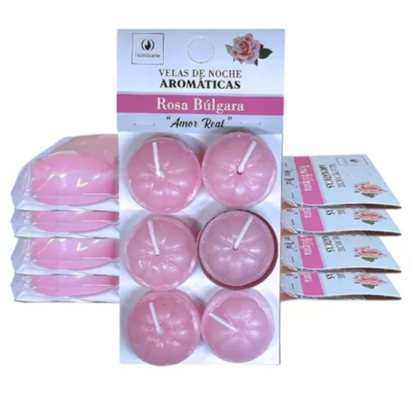 ILUMINARTE velas de noche arom. x6 Rosa Bulgara