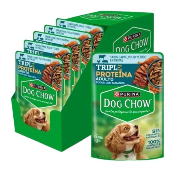 DOG CHOW pouch carne, pollo y cerdo x100g